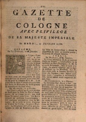 Gazette de Cologne Dienstag 25. Februar 1766