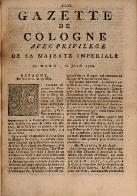 Gazette de Cologne Dienstag 10. Juni 1766