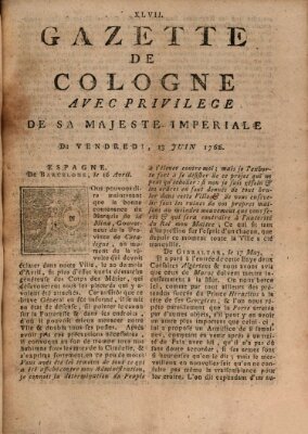 Gazette de Cologne Freitag 13. Juni 1766