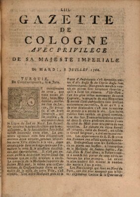 Gazette de Cologne Dienstag 8. Juli 1766