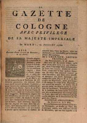 Gazette de Cologne Dienstag 15. Juli 1766