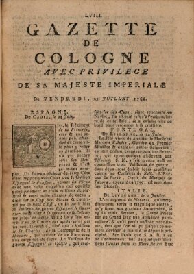 Gazette de Cologne Freitag 25. Juli 1766