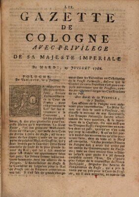 Gazette de Cologne Dienstag 29. Juli 1766