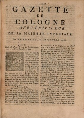 Gazette de Cologne Freitag 12. September 1766