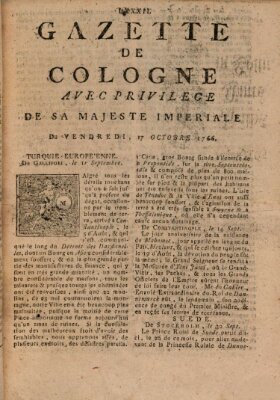 Gazette de Cologne Freitag 17. Oktober 1766