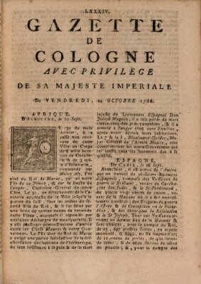 Gazette de Cologne Freitag 24. Oktober 1766