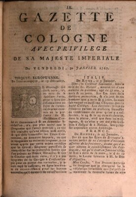 Gazette de Cologne Freitag 30. Januar 1767