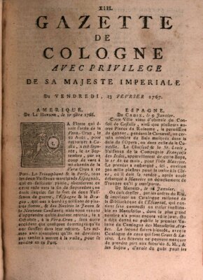 Gazette de Cologne Freitag 13. Februar 1767