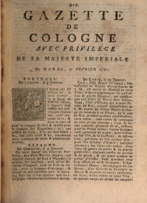 Gazette de Cologne Dienstag 17. Februar 1767