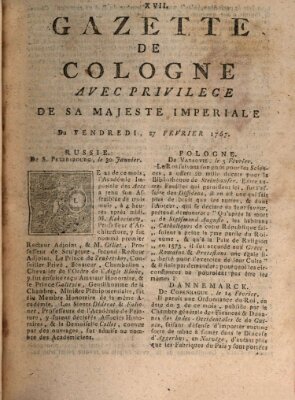 Gazette de Cologne Freitag 27. Februar 1767