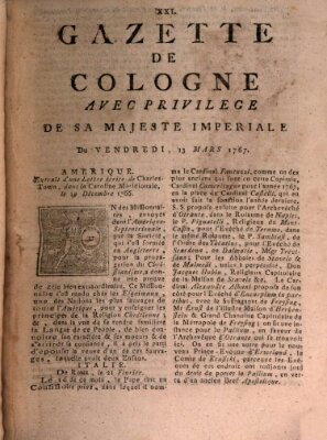 Gazette de Cologne Freitag 13. März 1767