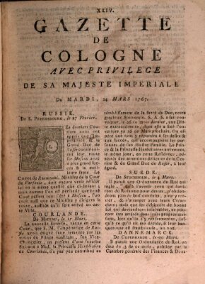 Gazette de Cologne Dienstag 24. März 1767