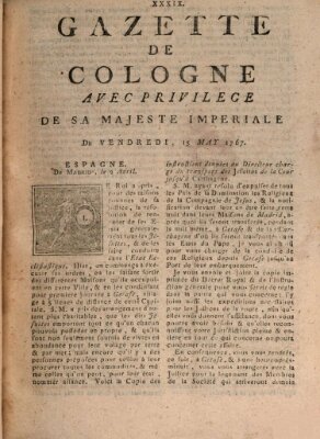 Gazette de Cologne Freitag 15. Mai 1767