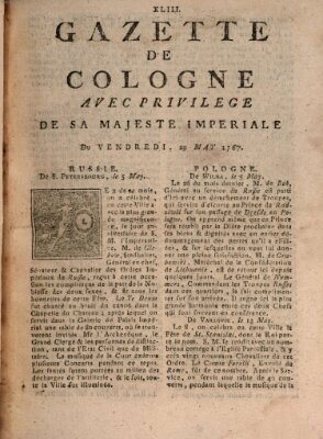 Gazette de Cologne Freitag 29. Mai 1767