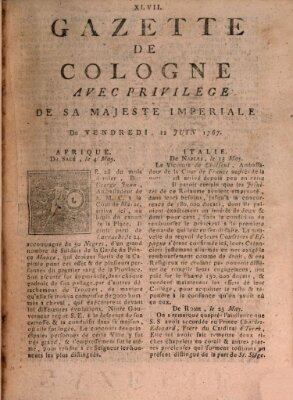 Gazette de Cologne Freitag 12. Juni 1767