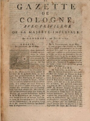 Gazette de Cologne Freitag 26. Juni 1767