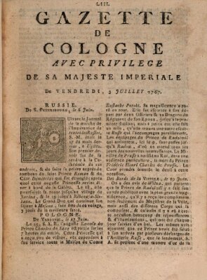 Gazette de Cologne Freitag 3. Juli 1767