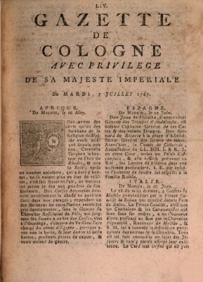 Gazette de Cologne Tuesday 7. July 1767