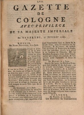 Gazette de Cologne Freitag 17. Juli 1767