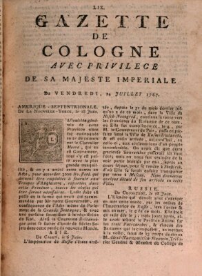 Gazette de Cologne Freitag 24. Juli 1767