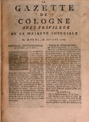 Gazette de Cologne Dienstag 28. Juli 1767