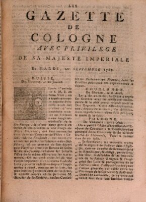 Gazette de Cologne Dienstag 1. September 1767