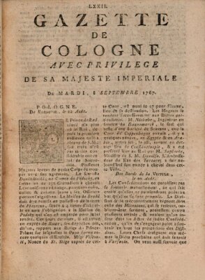 Gazette de Cologne Dienstag 8. September 1767