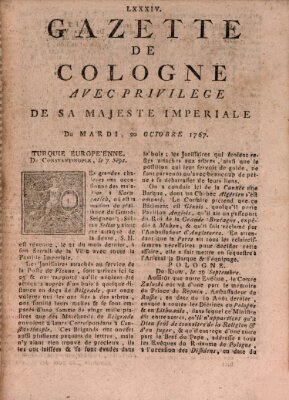 Gazette de Cologne Dienstag 20. Oktober 1767