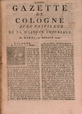 Gazette de Cologne Dienstag 27. Oktober 1767