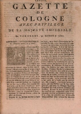 Gazette de Cologne Freitag 30. Oktober 1767