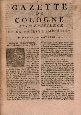 Gazette de Cologne Dienstag 10. November 1767