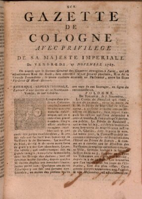 Gazette de Cologne Freitag 27. November 1767