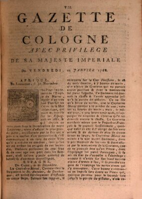 Gazette de Cologne Freitag 22. Januar 1768