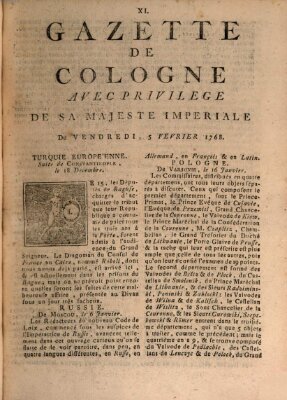 Gazette de Cologne Freitag 5. Februar 1768