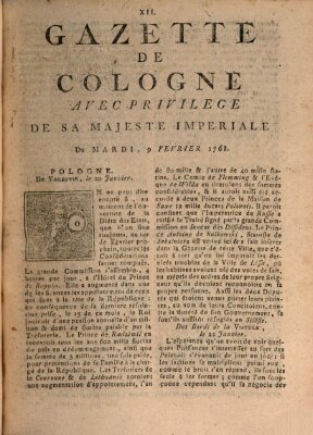 Gazette de Cologne Dienstag 9. Februar 1768