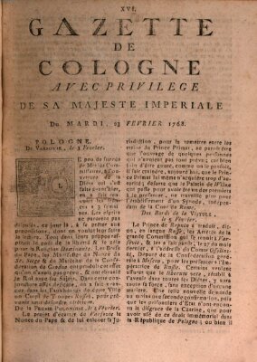 Gazette de Cologne Dienstag 23. Februar 1768