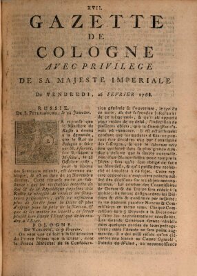 Gazette de Cologne Freitag 26. Februar 1768