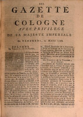 Gazette de Cologne Freitag 11. März 1768