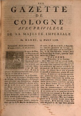 Gazette de Cologne Dienstag 15. März 1768