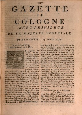 Gazette de Cologne Freitag 25. März 1768