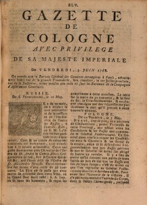 Gazette de Cologne Freitag 3. Juni 1768