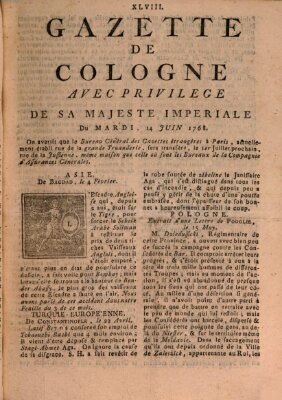 Gazette de Cologne Dienstag 14. Juni 1768