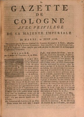 Gazette de Cologne Dienstag 21. Juni 1768