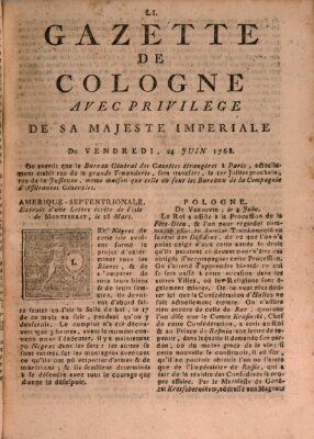 Gazette de Cologne Freitag 24. Juni 1768