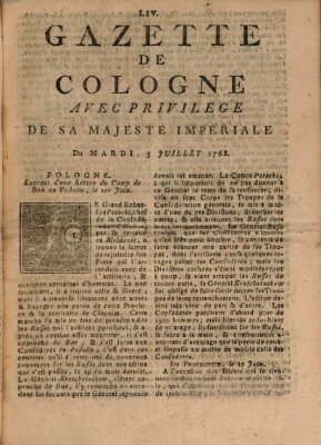 Gazette de Cologne Dienstag 5. Juli 1768