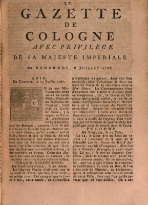 Gazette de Cologne Freitag 8. Juli 1768