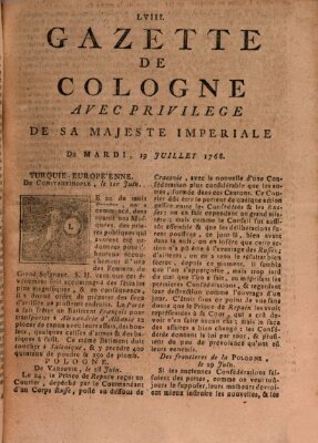 Gazette de Cologne Dienstag 19. Juli 1768