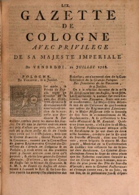 Gazette de Cologne Freitag 22. Juli 1768