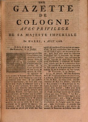 Gazette de Cologne Dienstag 2. August 1768