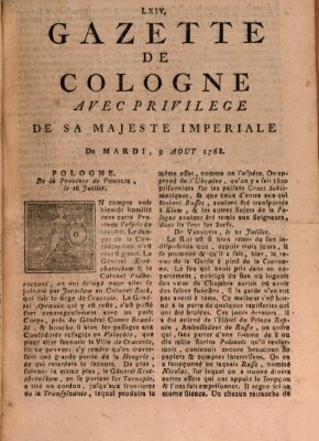 Gazette de Cologne Dienstag 9. August 1768